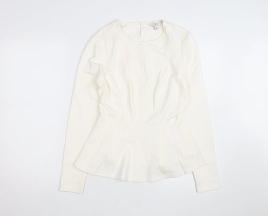 Marks and Spencer Women Ivory Long Sleeve Jersey Top Size 10