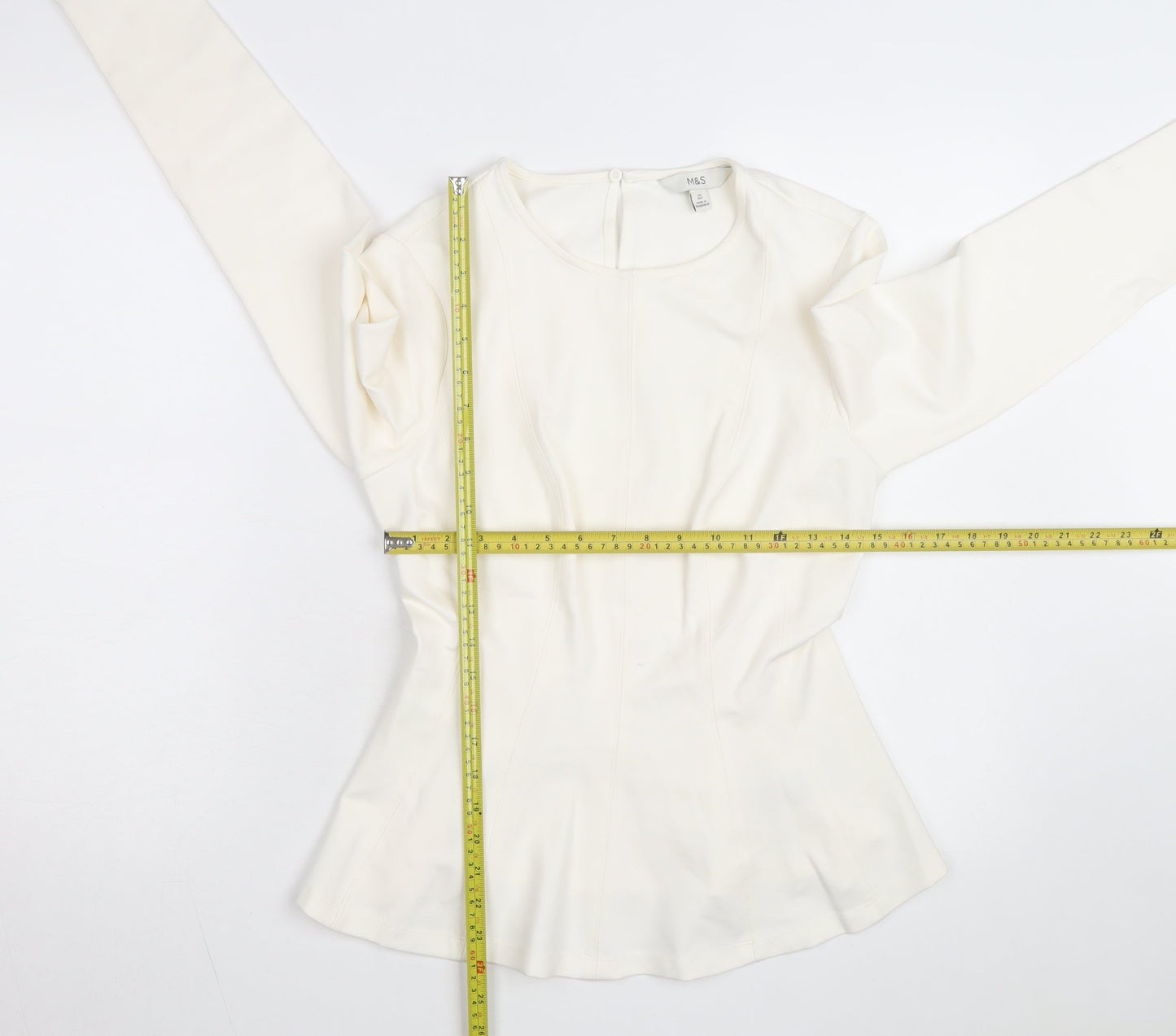 Marks and Spencer Women Ivory Long Sleeve Jersey Top Size 10
