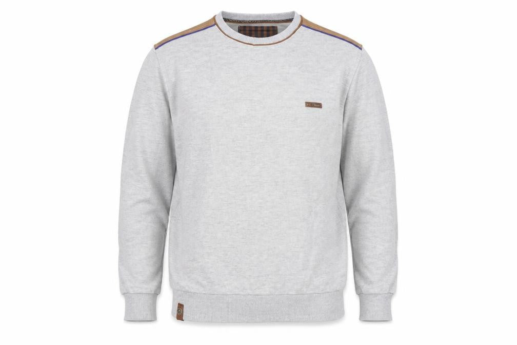 Marcostar Men's Grey Cotton Pullover Jumper L With Elbow Patches