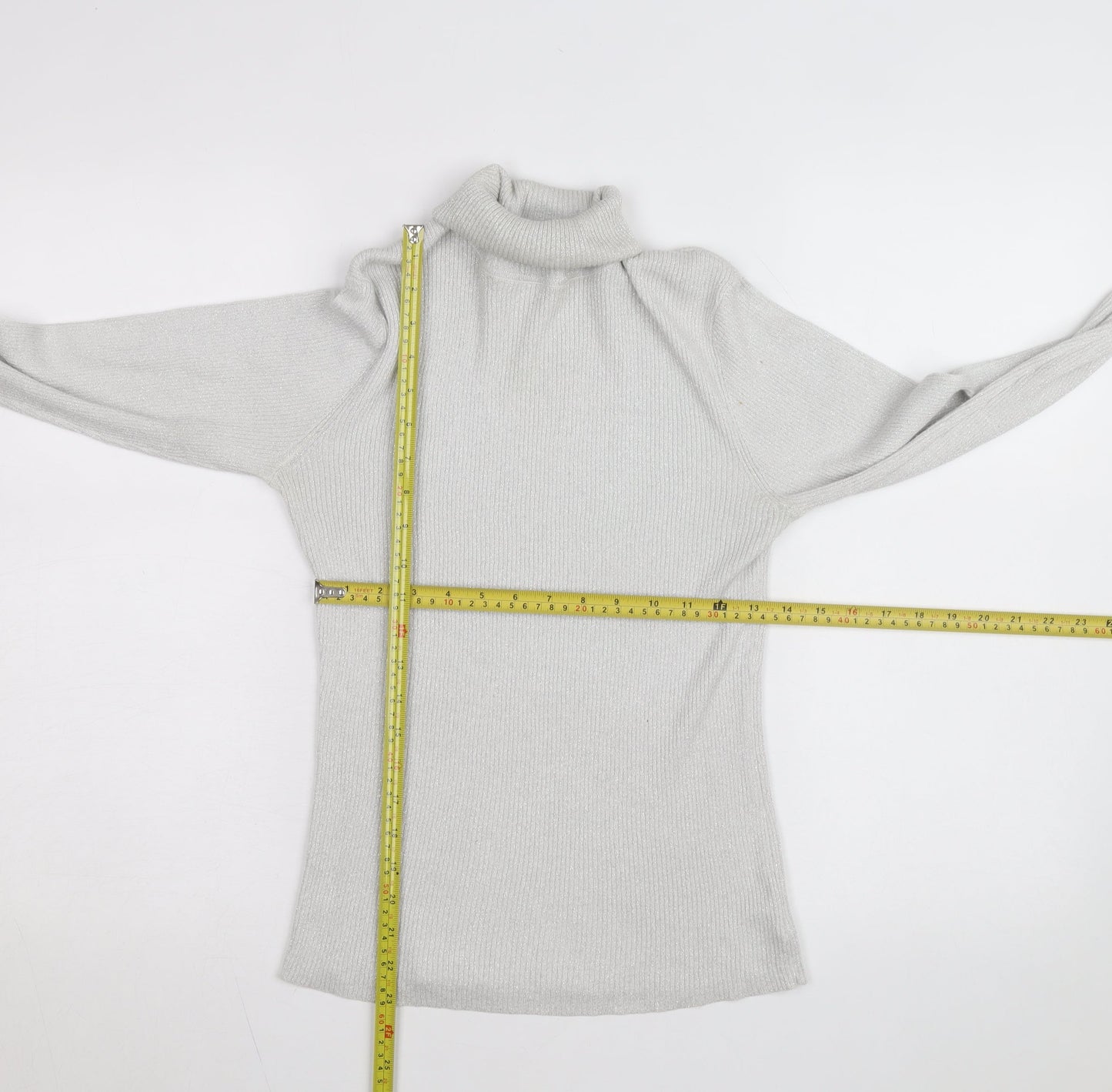 Denver Hayes Womens Silver Roll Neck Knit Jumper M
