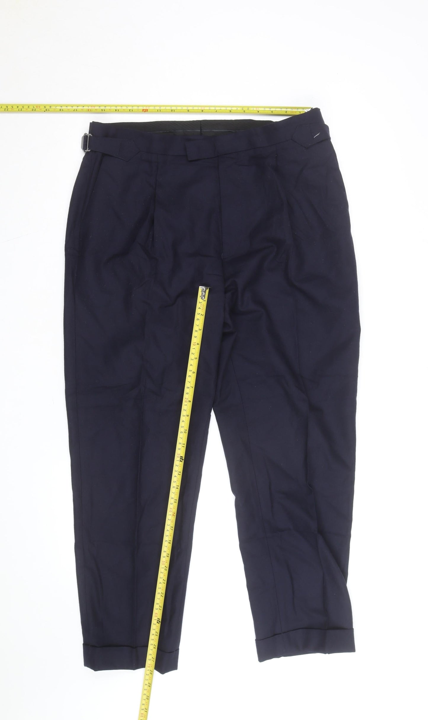 Autograph Women's Blue Wool Blend Tailored Tapered Trousers Size 12