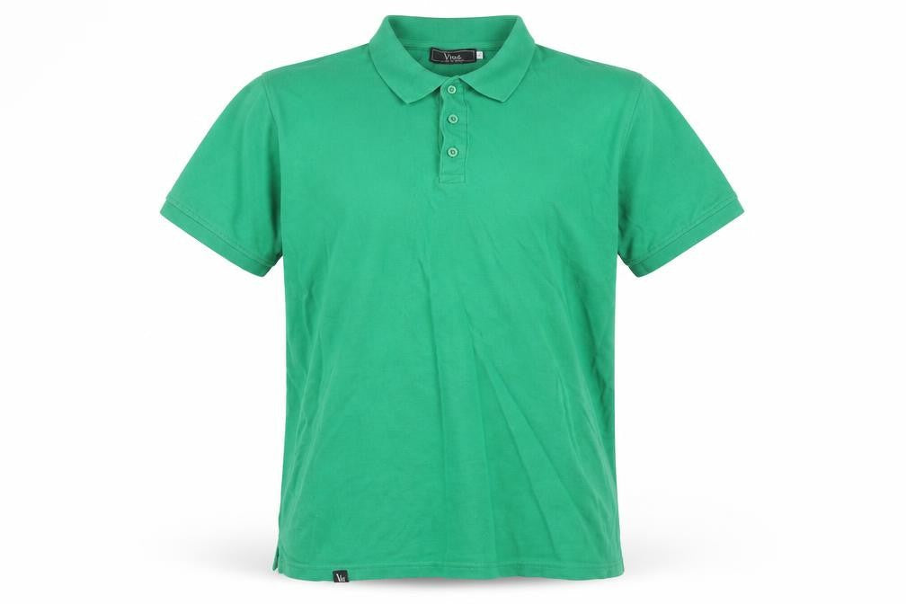Vhoe Men Green Short Sleeve Classic Fit Cotton Polo Shirt L