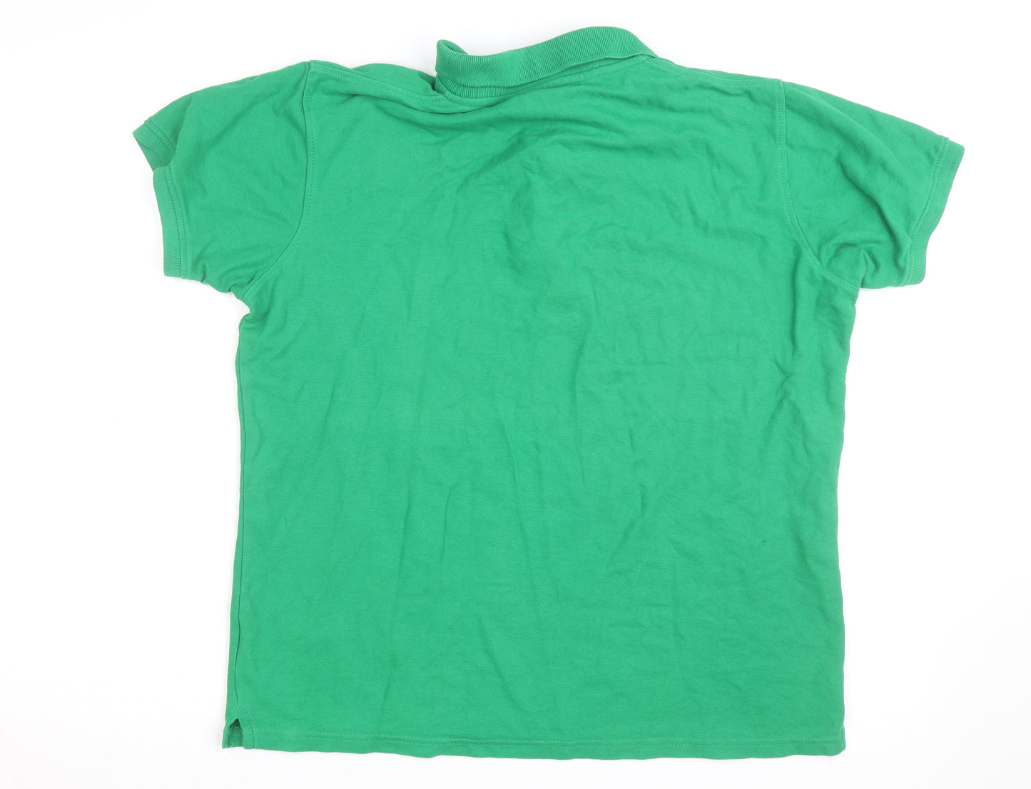Vhoe Men Green Short Sleeve Classic Fit Cotton Polo Shirt L