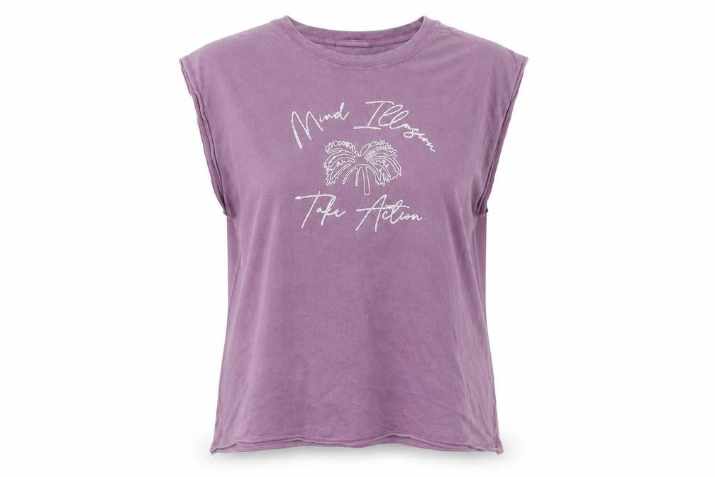 Pull&Bear Womens Purple Sleeveless Cotton T-Shirt Size 12