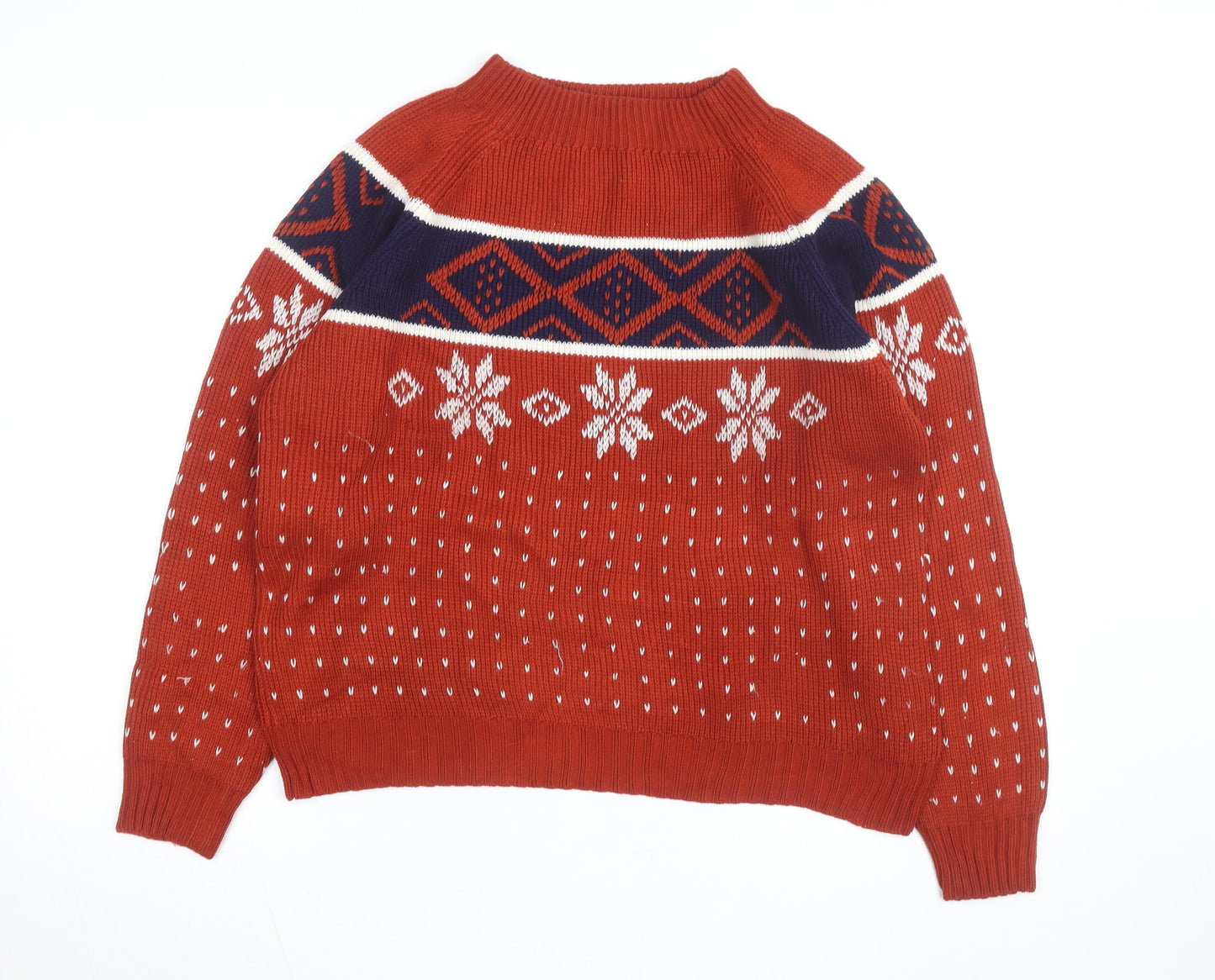 Vintage JCPenney Men’s Red Fair Isle Knit Jumper Small Classic Fit