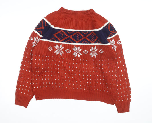 Vintage JCPenney Men’s Red Fair Isle Knit Jumper Small Classic Fit