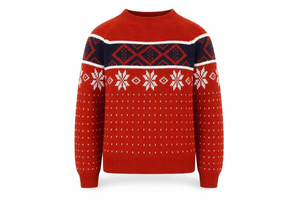 Vintage JCPenney Men’s Red Fair Isle Knit Jumper Small Classic Fit