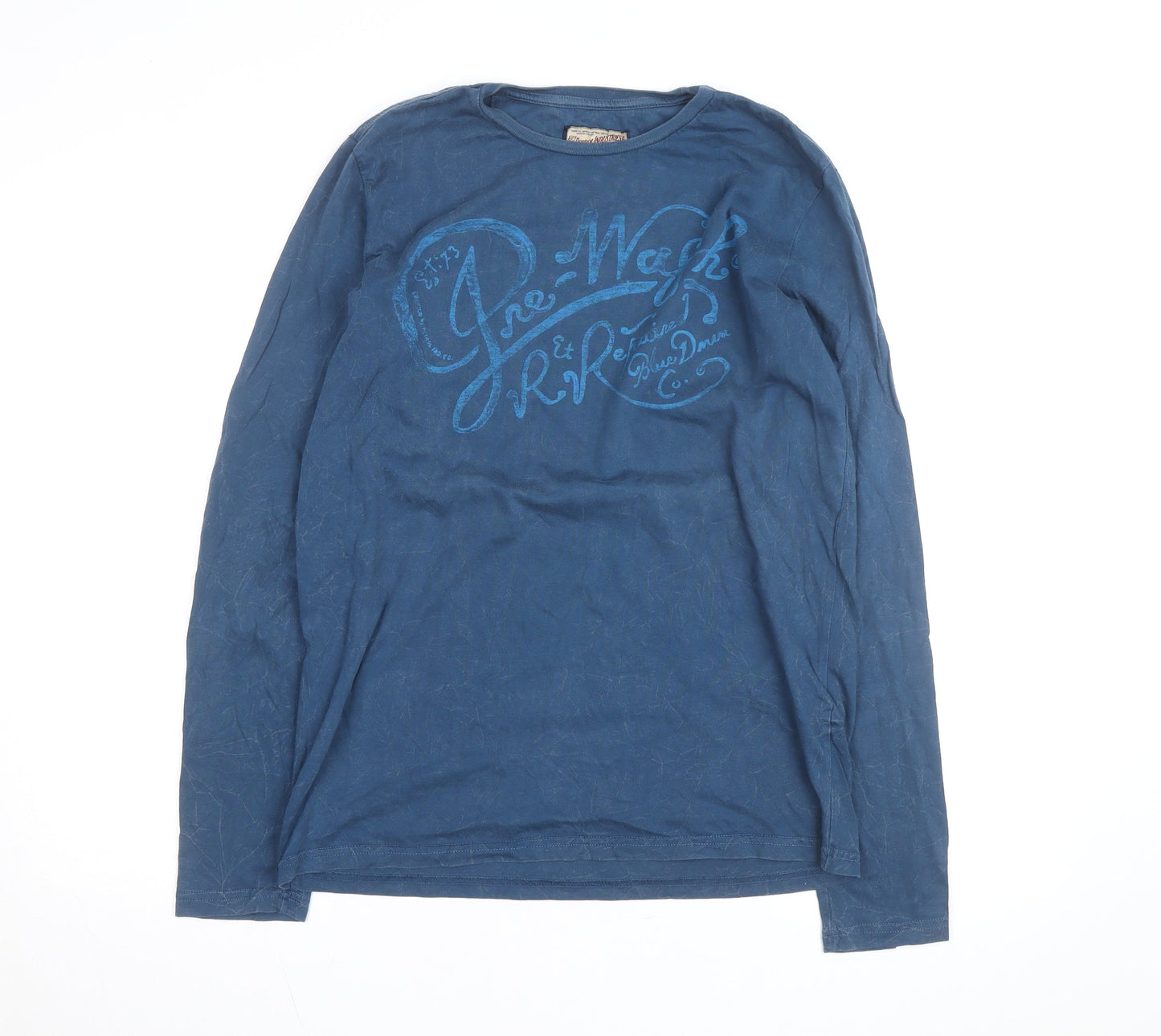 Petrol Industries Men's Blue Long Sleeve Cotton Graphic Top M