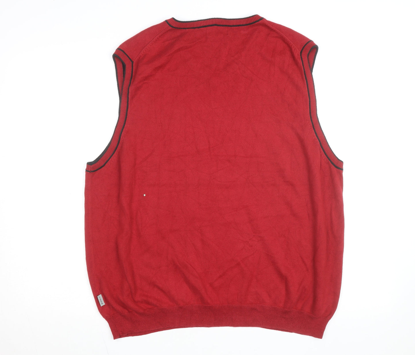 IZOD Men's Red V-Neck Cotton Blend Sleeveless Vest Jumper L