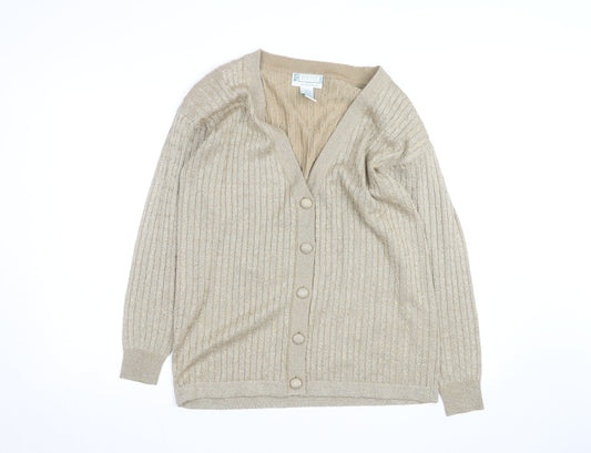Braemar Petites by Jeremy Scott Beige V-Neck Knit Cardigan S