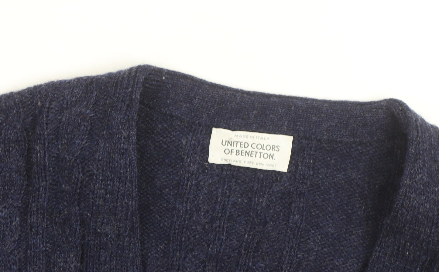 United Colors of Benetton Men's Multicoloured Wool Fair Isle Cardigan L