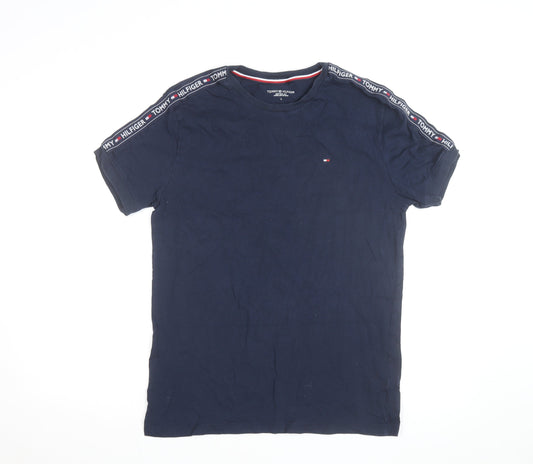 Tommy Hilfiger Men's Blue L Jersey Crew Neck Logo T-Shirt