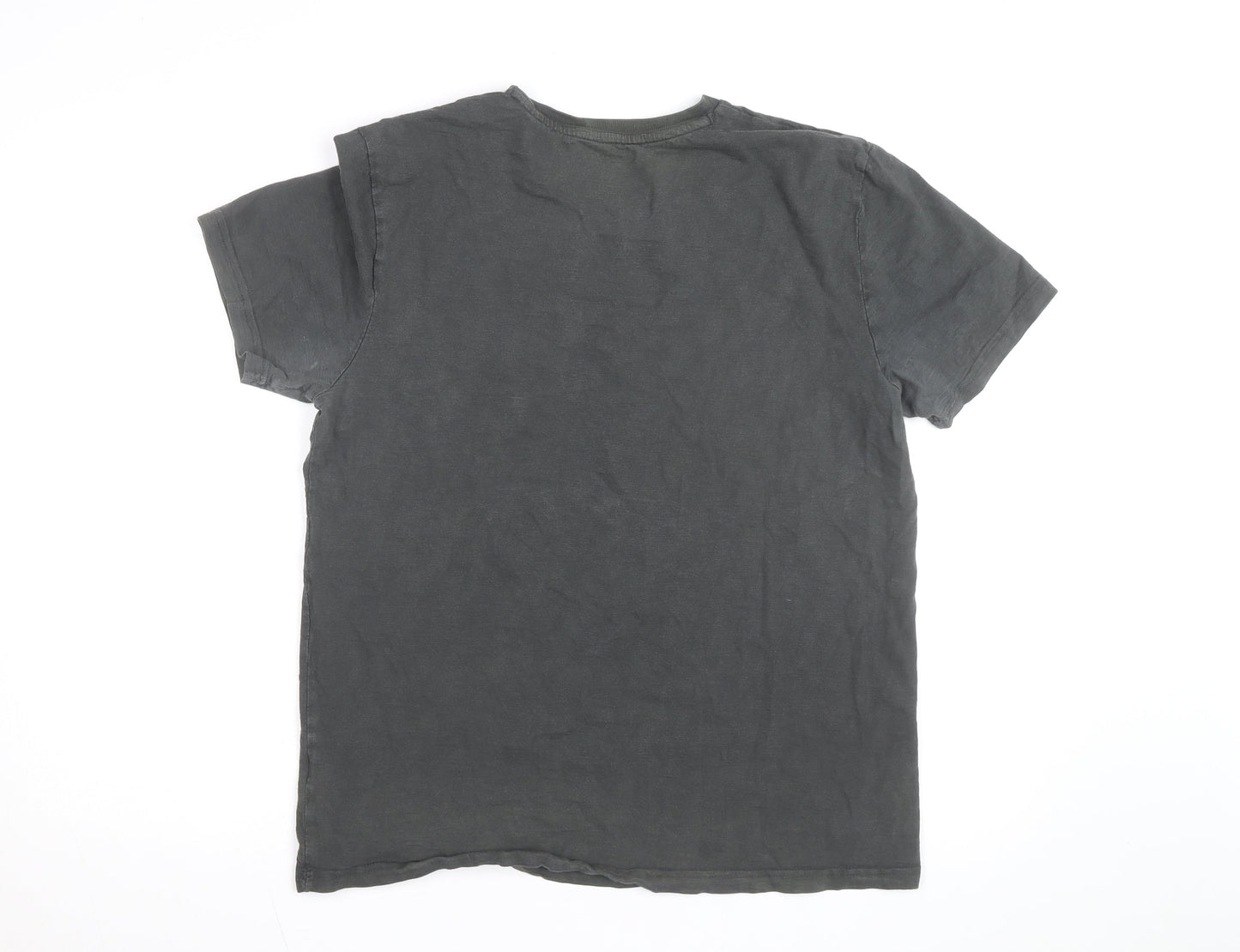 FatFace Men's Black Embroidered Cyclist Graphic Cotton T-Shirt Size M