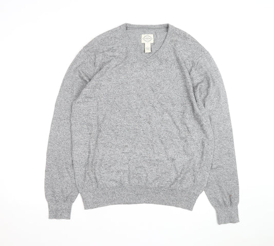 St. John's Bay Men’s Grey V-Neck Cotton Blend Pullover Jumper Size L