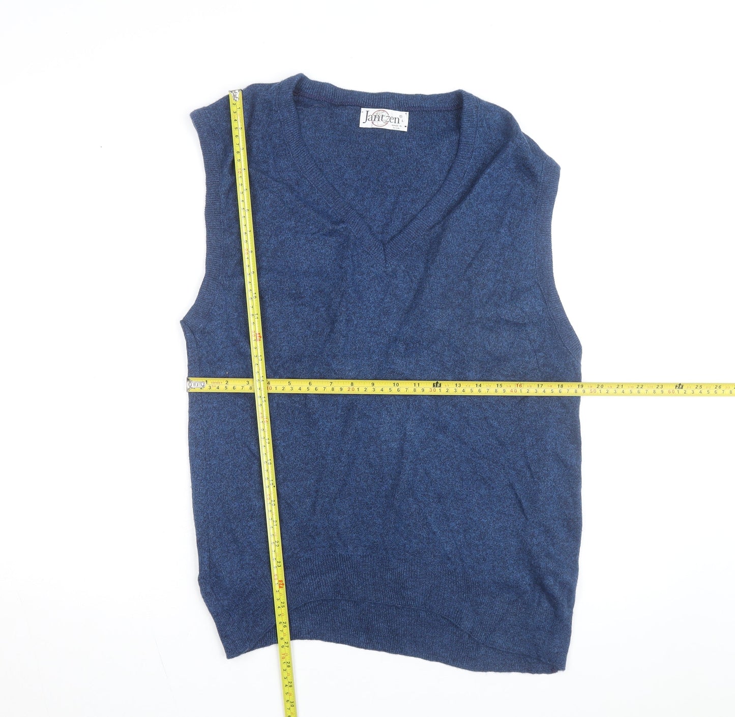 Jantzen Men's Blue Wool Sleeveless V-Neck Vest Jumper L