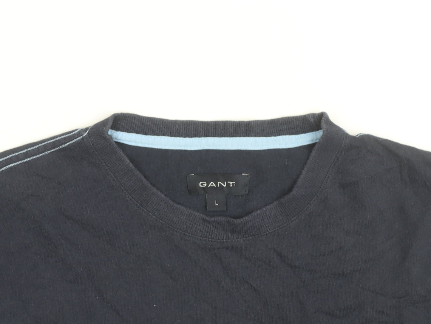 GANT Men's Blue Cotton Crew Neck Short Sleeve T-Shirt L