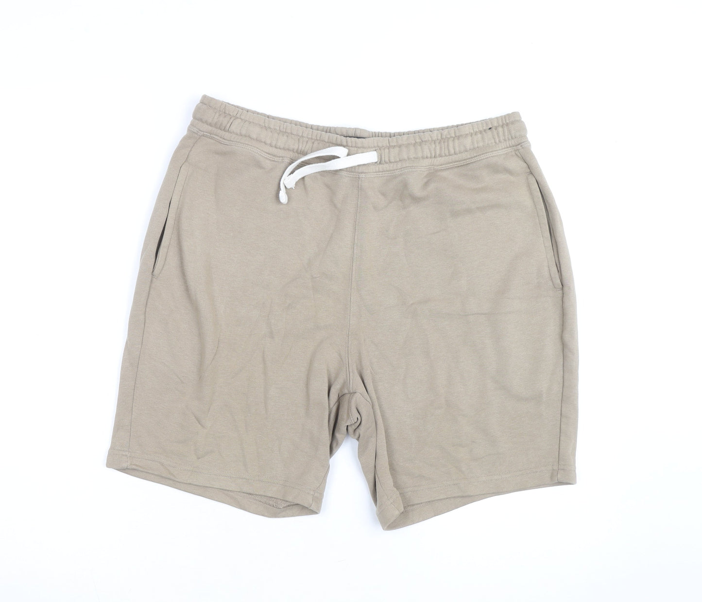 US ATH Men’s Beige Sweat Shorts Size L Jersey Cotton Blend