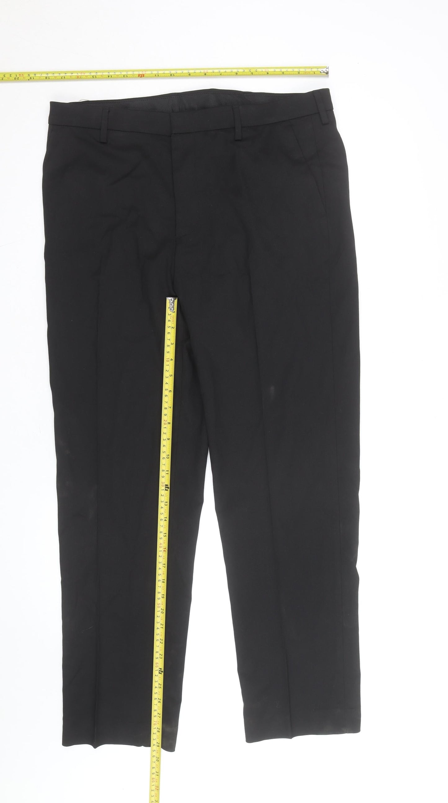 Marks and Spencer Men's Black 36R Regular Fit Dress Trousers