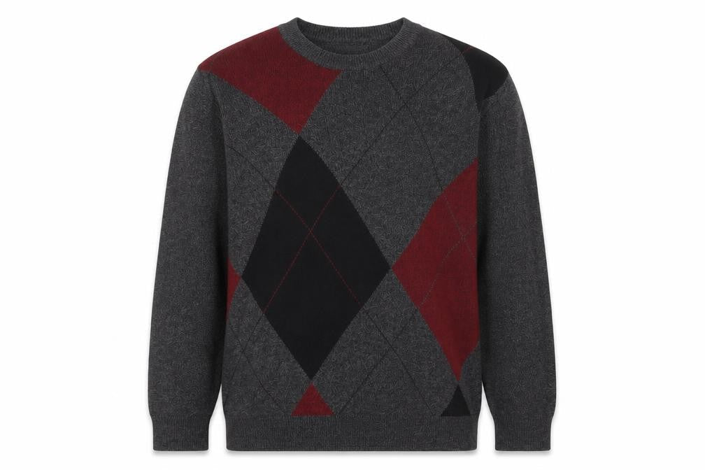 Dockers Men's Grey Argyle Knit Pullover Jumper 2XL Big & Tall