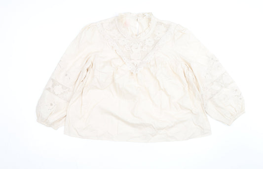 Marks and Spencer Per Una Ivory Cotton Embroidered Tunic Blouse Women’s Size 16