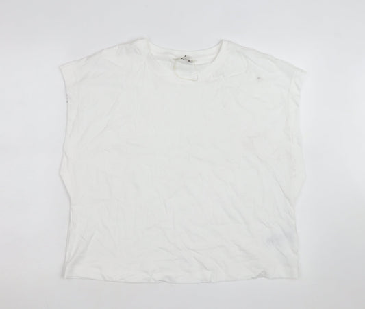 Marks and Spencer Women's White Cotton Sleeveless T-Shirt Size 16