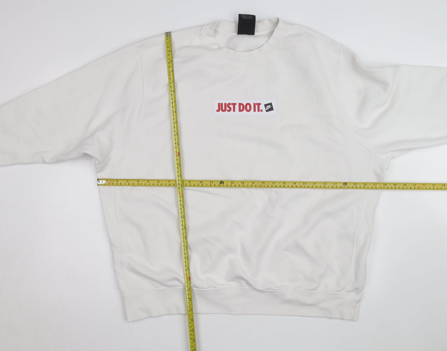 Nike Men's White 2XL Pullover Crew Neck Sweatshirt Just Do It Logo