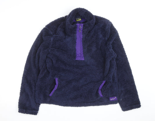 Gelert Women Navy Fleece Pullover Hoodie Size 14 Half Zip Warm Outdoor Top
