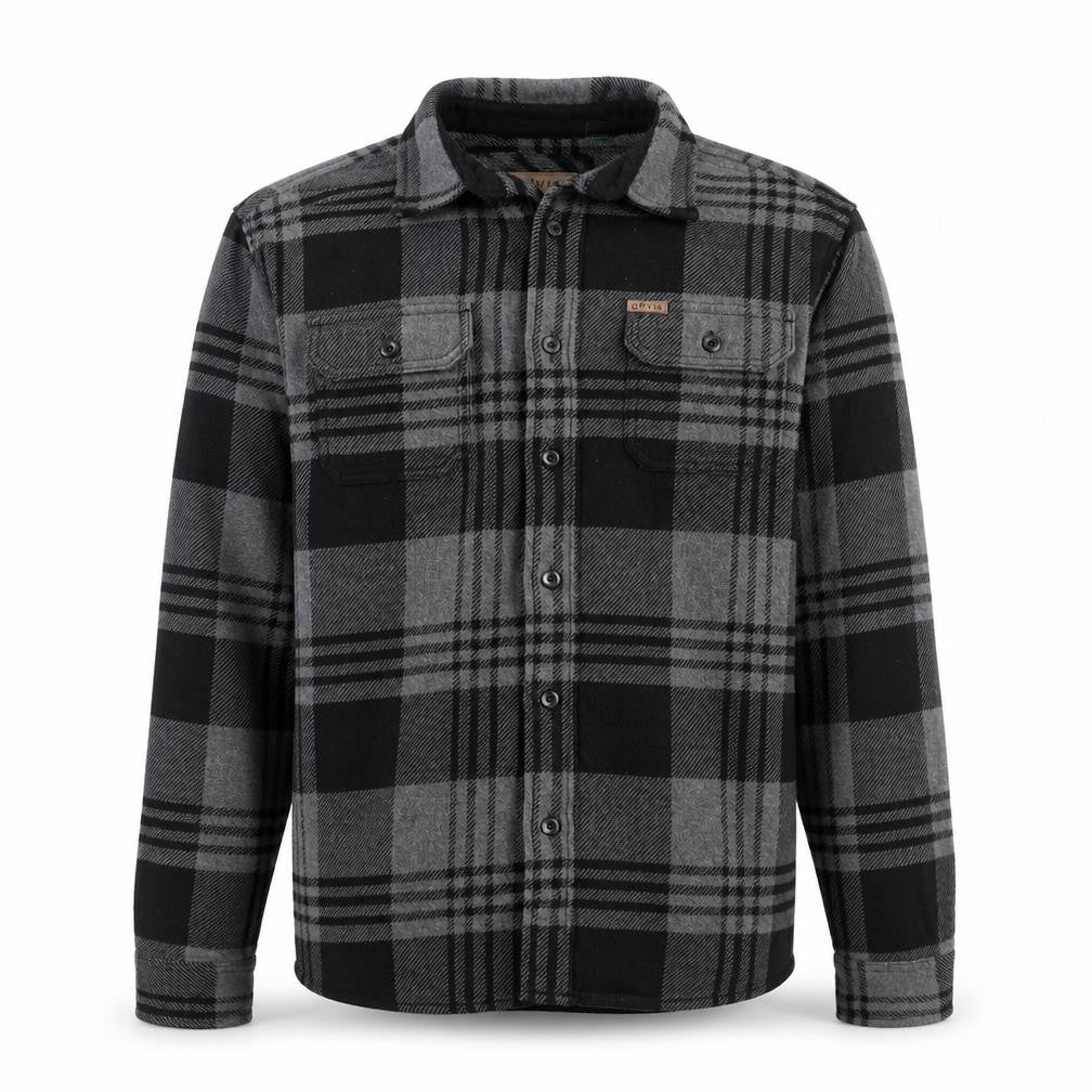 Orvis Men's Grey Check Flannel Shirt Jacket Size L
