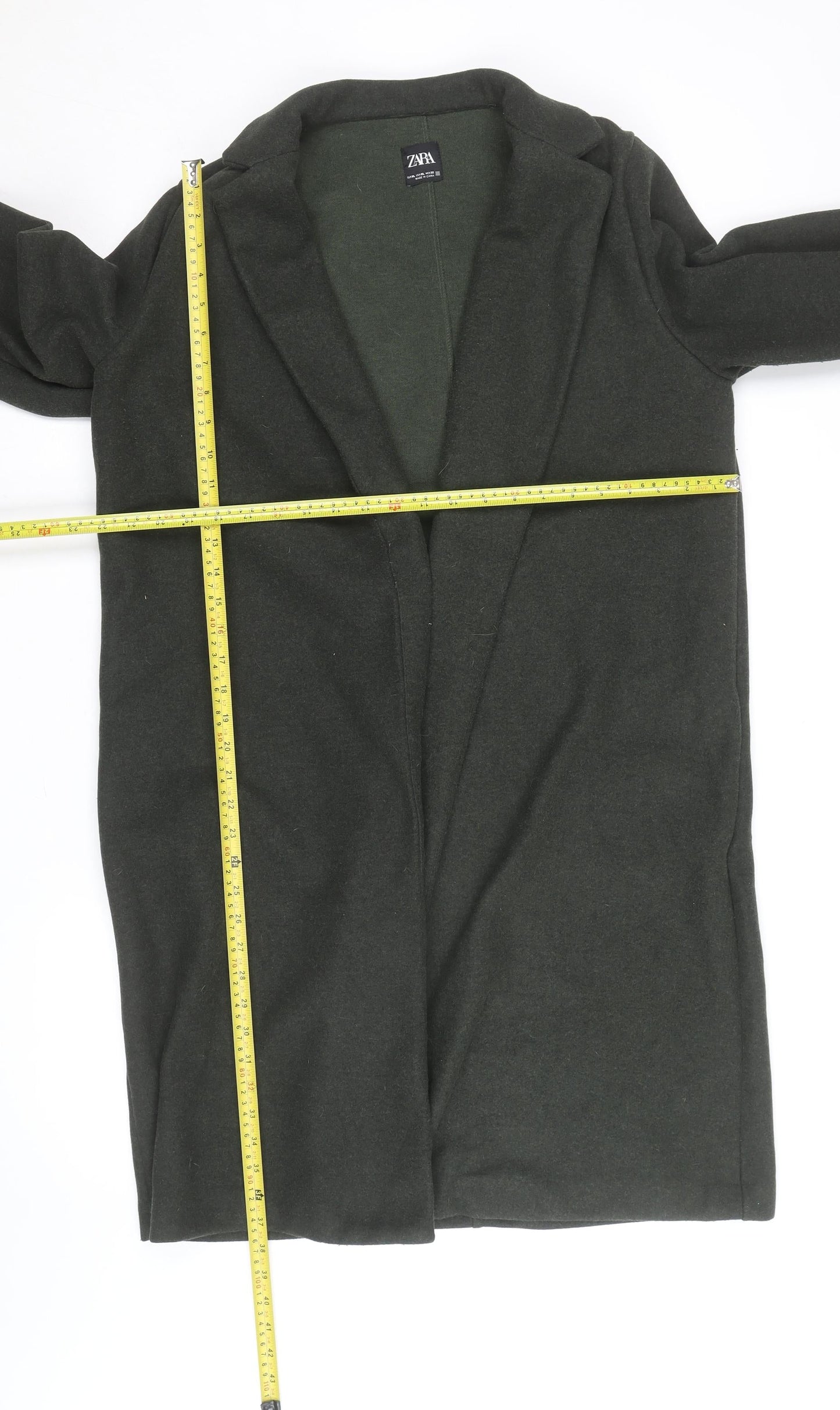 Zara Men’s Green Wool Blend Long Overcoat Size L
