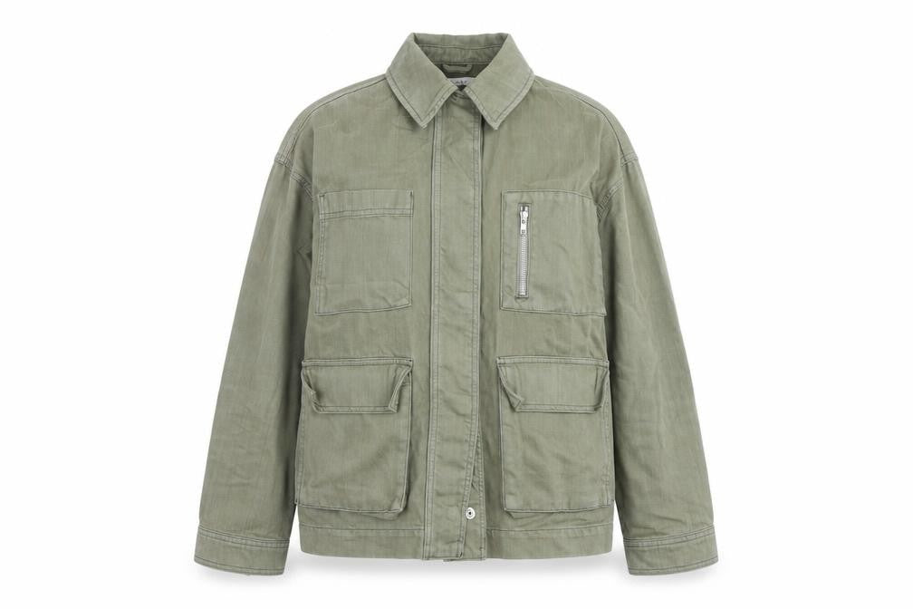 Topshop Women’s Green Cotton Military Jacket XS Collared Twill