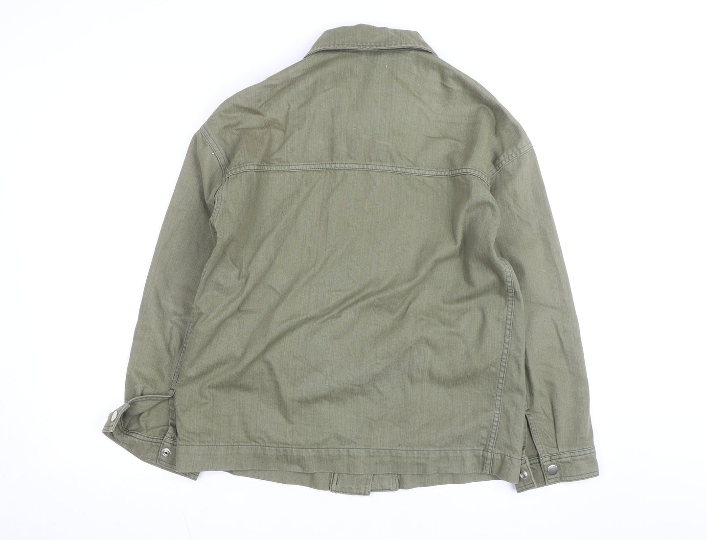 Topshop Women’s Green Cotton Military Jacket XS Collared Twill