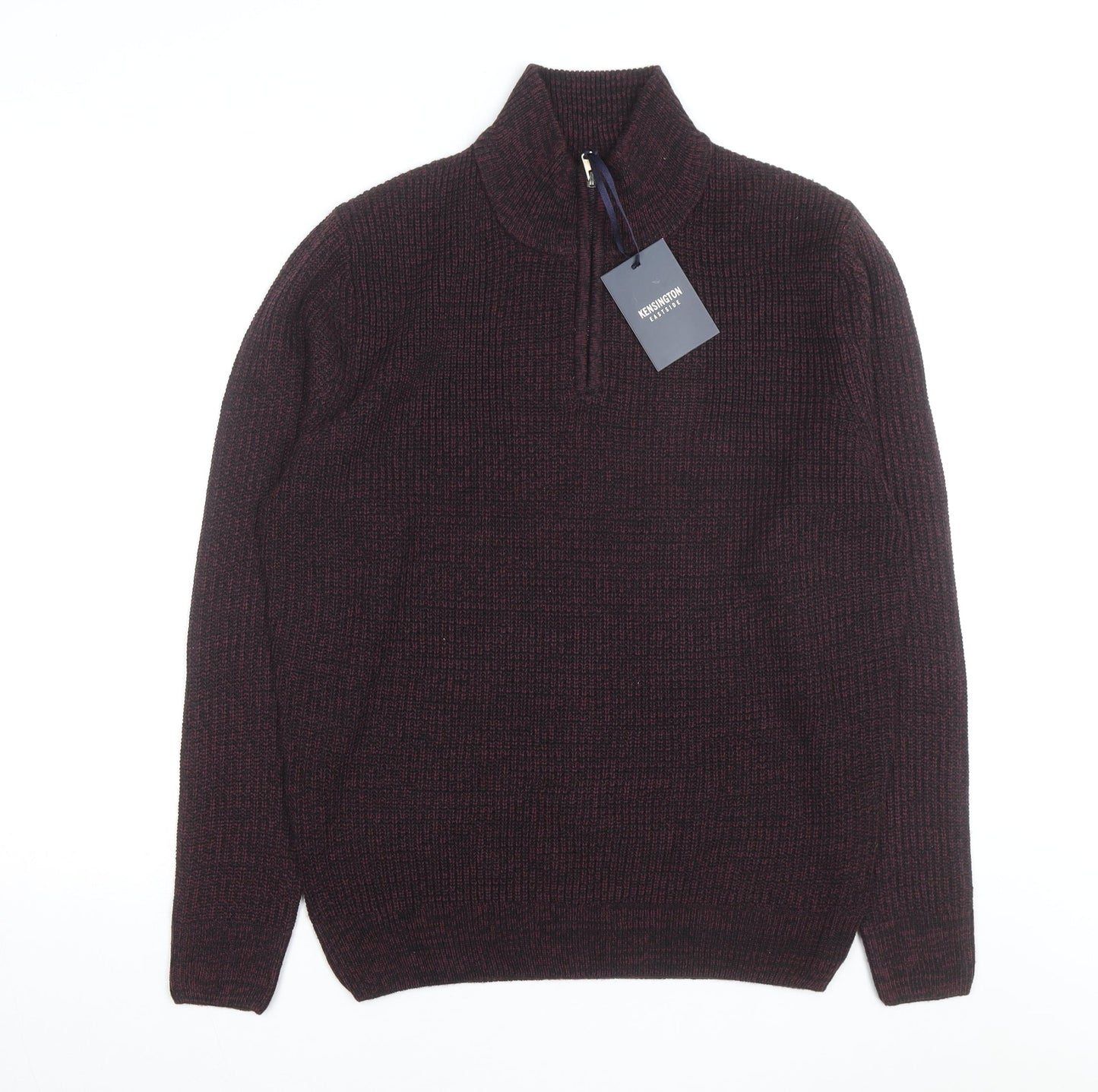 Kensington Eastside Men's Brown 1/4 Zip High Neck Jumper L