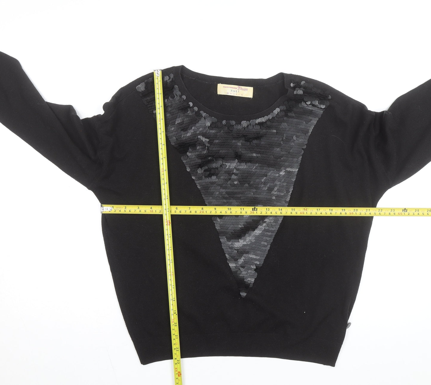Tom Tailor Denim Women's Black Sequin Knit Jumper Size S