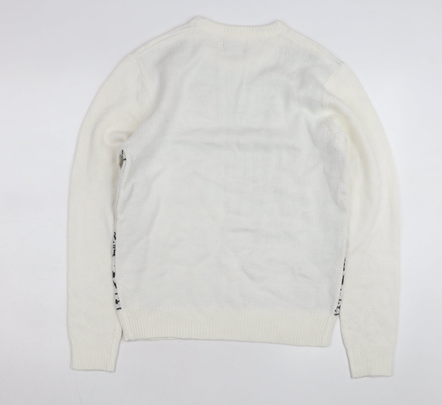 boohooMAN Men's White Christmas Graphic Knit Jumper Size S