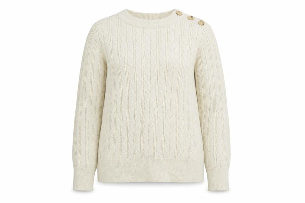 Charter Club Womens Ivory Cable-Knit Pullover Jumper L