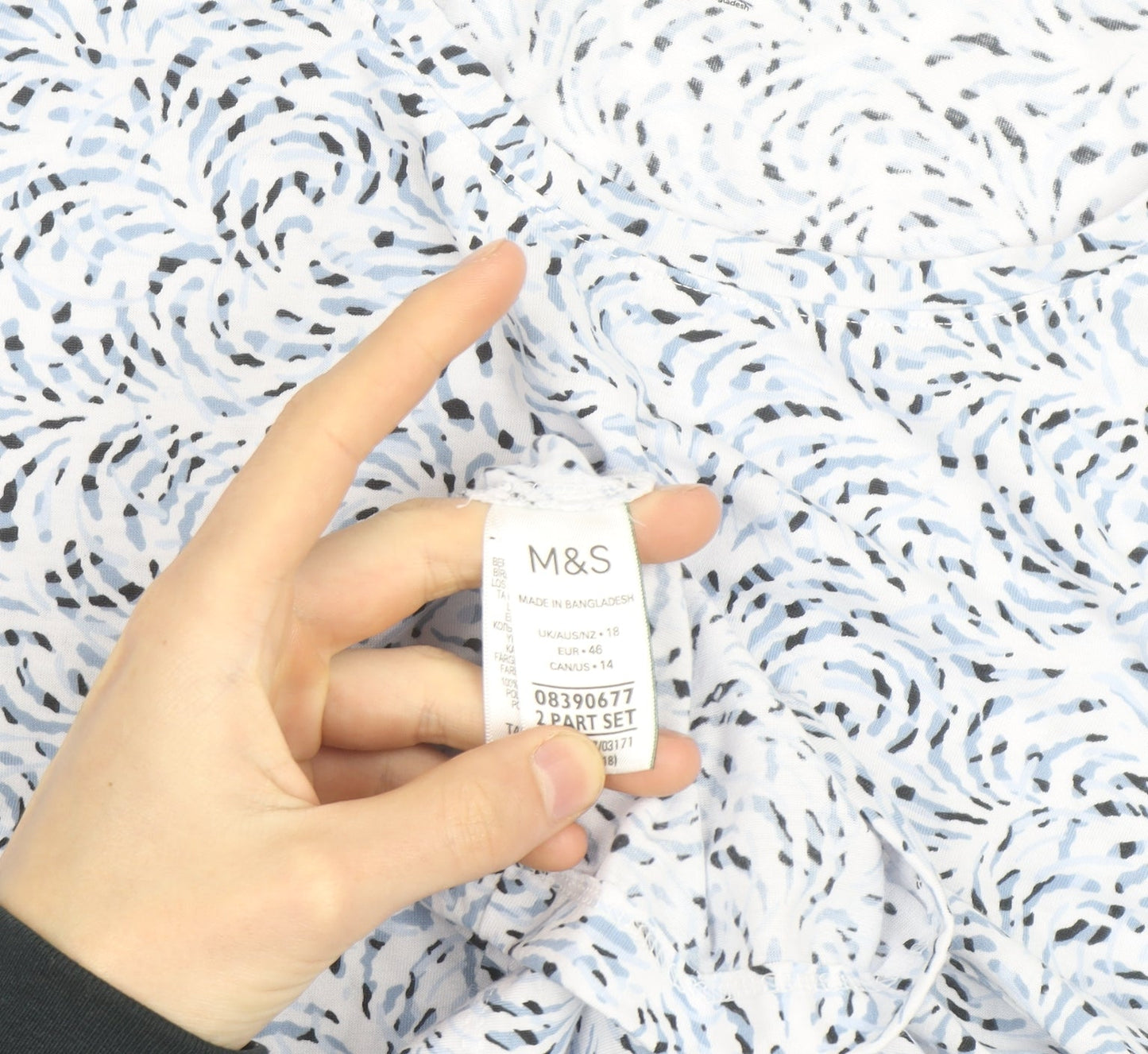 Marks and Spencer Women Blue Floral Short Sleeve Cotton T-Shirt Size 18