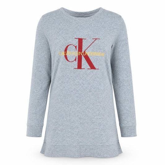 Calvin Klein Men Grey Long Sleeve Crew Neck Cotton Top S