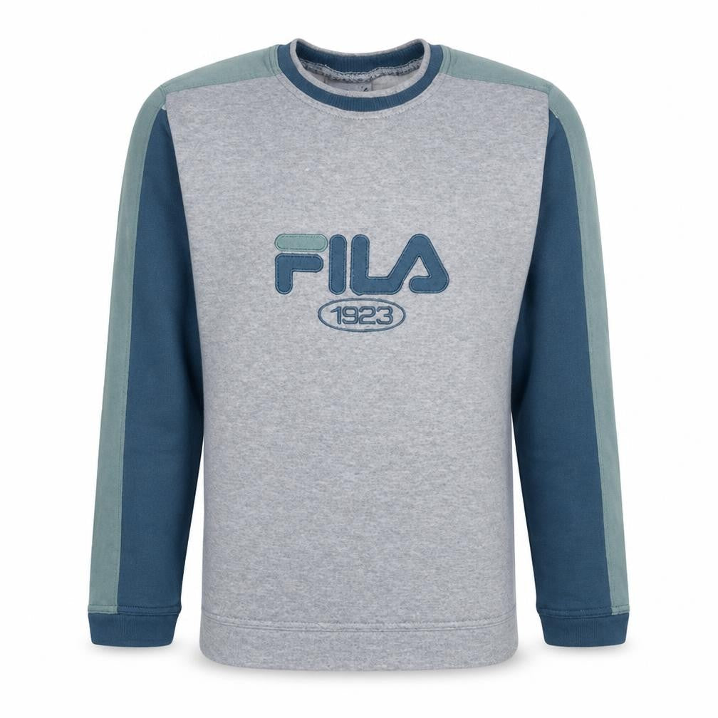 Fila Men's Grey Pullover Sweatshirt M Embroidered Logo Retro Fleece