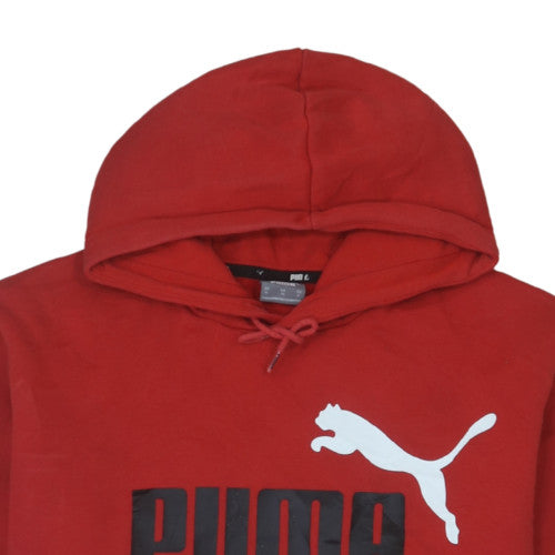 Puma Men's Red Pullover Hoodie L Sports Fleece Logo Sweatshirt