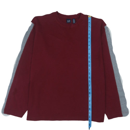 GAP Men’s Red Long Sleeve Cotton Colourblock Top XL