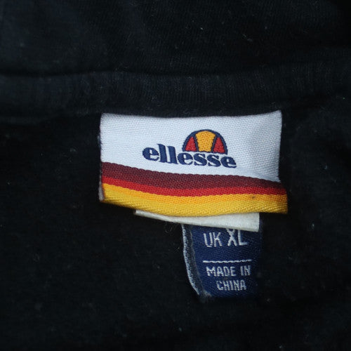 Ellesse Mens Black Pullover Hoodie XL Fleece Logo Hooded Sweatshirt