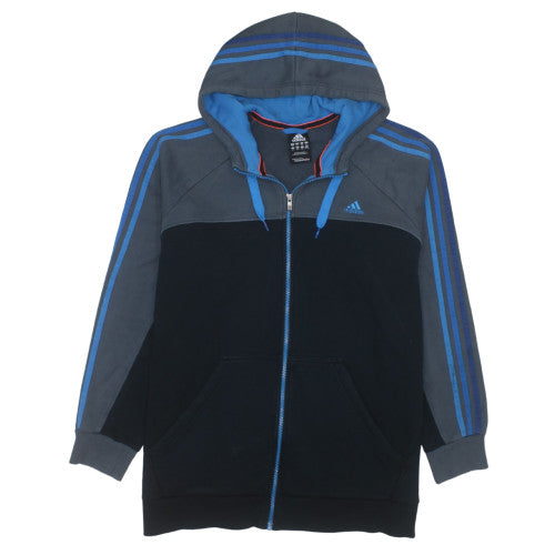 adidas Men Black Blue 2XL Full Zip Hoodie Sports Fleece