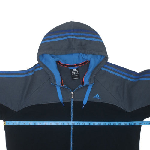 adidas Men Black Blue 2XL Full Zip Hoodie Sports Fleece