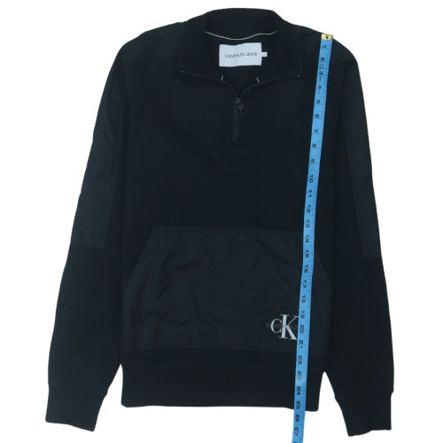 Calvin Klein Jeans Men's Black S 1/4 Zip Sweatshirt Regular Fit