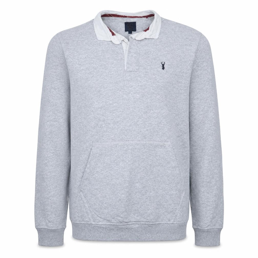 Next Men's Grey Long Sleeve Polo Shirt Size S Cotton Blend