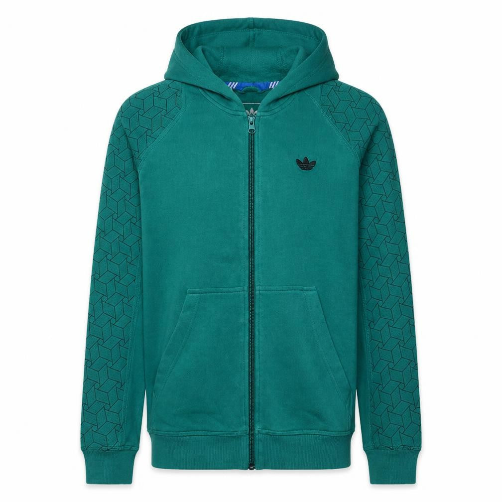 Adidas Men's Green Full Zip Hoodie Size M Regular Logo Sweatshirt