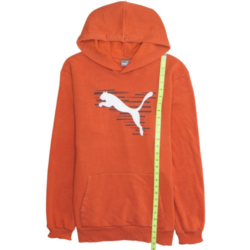 Puma Men's Orange Pullover Hoodie L Graphic Logo Sportswear