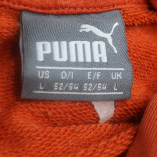Puma Men's Orange Pullover Hoodie L Graphic Logo Sportswear