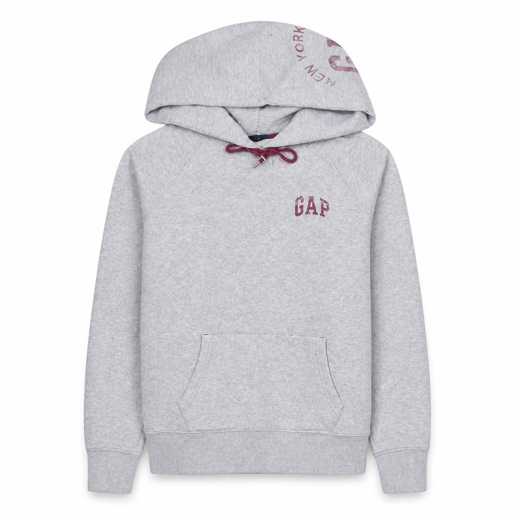 Gap Women Grey Pullover Hoodie Medium Logo Drawstring Casual Sweatshirt