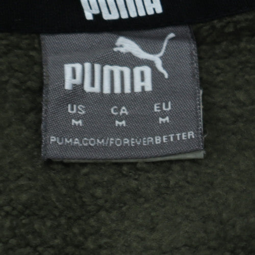 Puma Men’s Green Pullover Hoodie Medium Logo Fleece Sportswear